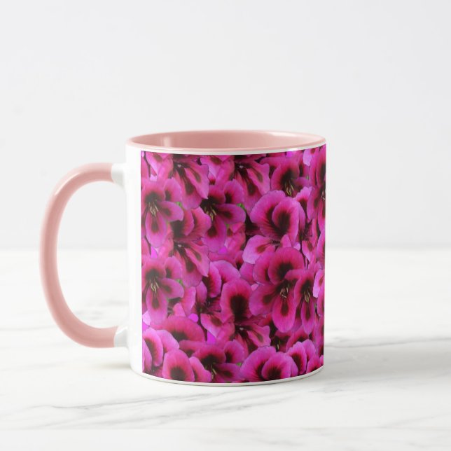 Magenta Geranium Flower Pink Combo Coffee Mug (Left)
