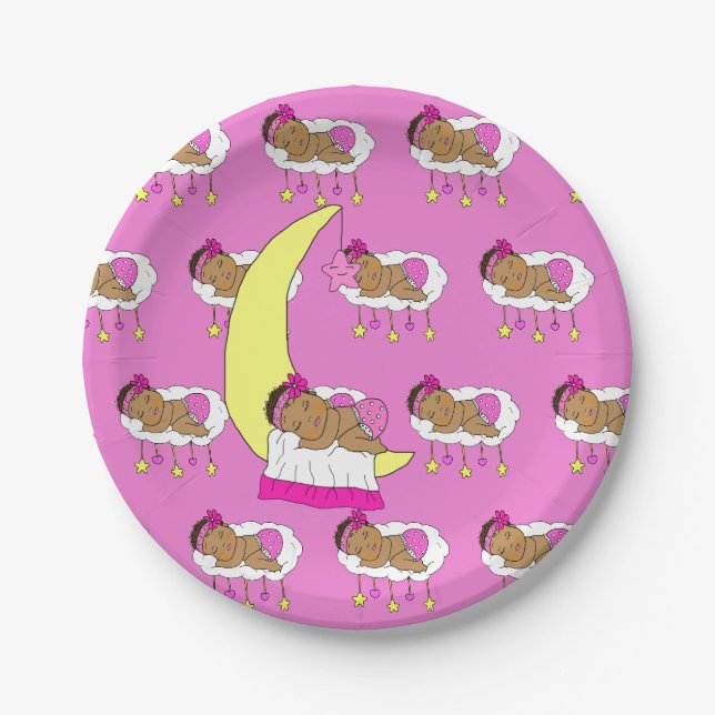 Magenta Girl's Baby Shower Paper Plate (Front)