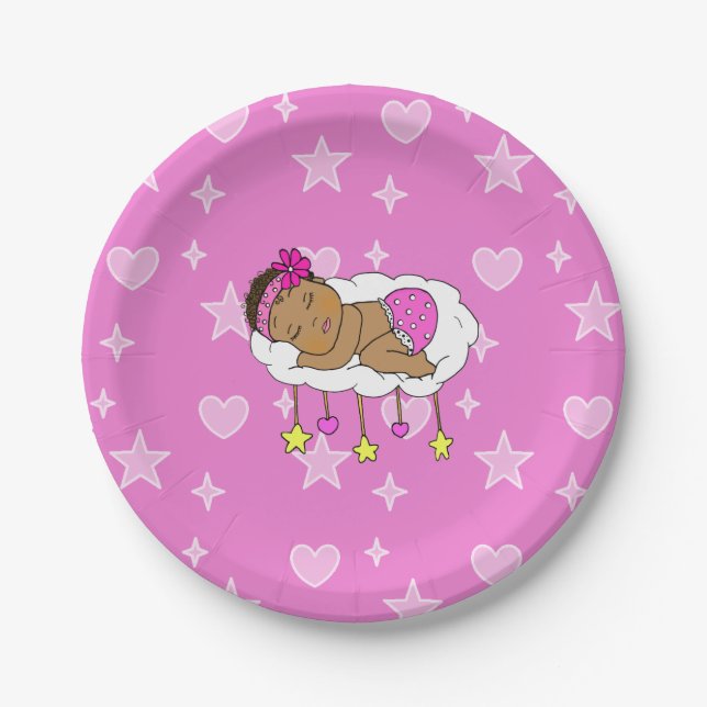 Magenta Girl's Baby Shower Paper Plate (Front)