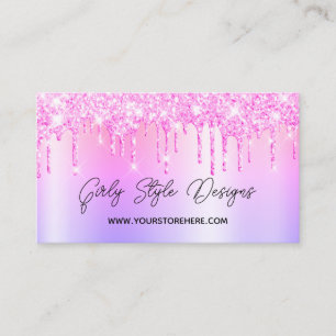 Magenta Glitter Drips Multi Ombre Online Store Business Card