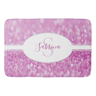 Magenta Glitter Personalize Bath Mat