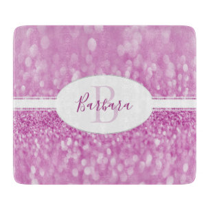 Magenta Glitter Personalize Cutting Board