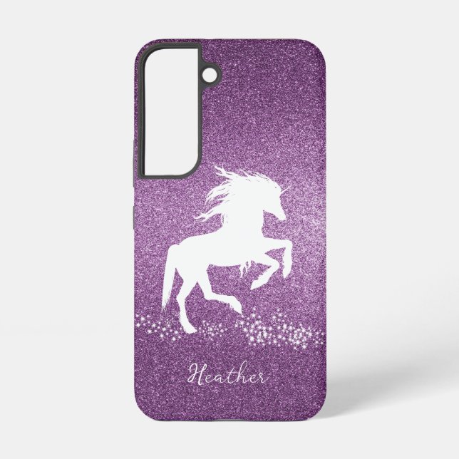 Magenta Glitter Unicorn Samsung Galaxy Case (Back)