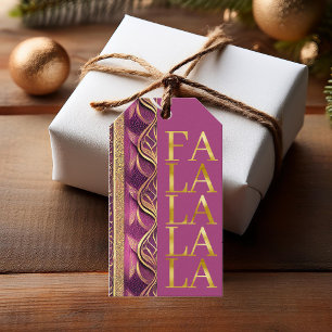 Magenta Gold Christmas Fa La La Pattern#27 ID1009 Gift Tags