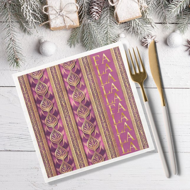 Magenta Gold Christmas Fa La La Pattern#27 ID1009 Napkin (Creator Uploaded)