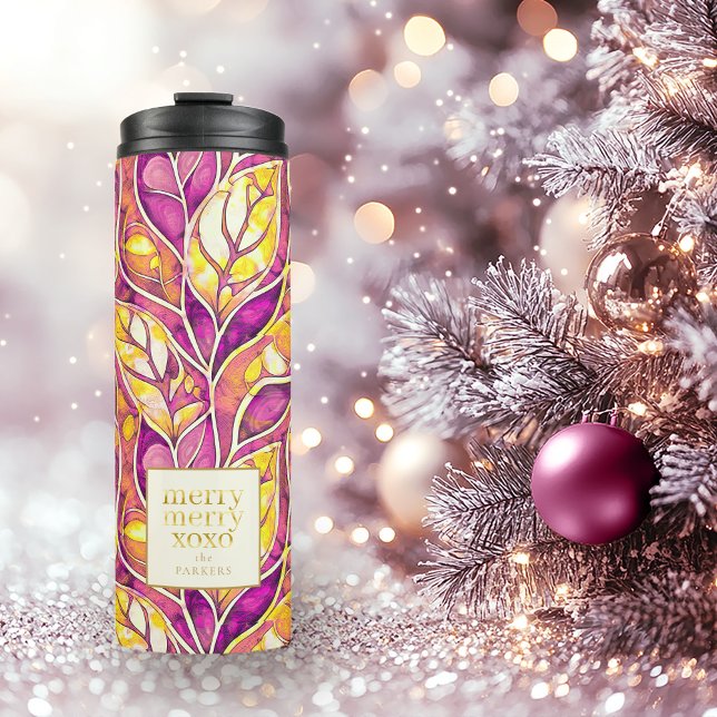 Magenta Gold Christmas Merry Pattern#21 ID1009 Thermal Tumbler (Creator Uploaded)
