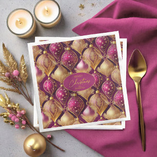 Magenta Gold Christmas Pattern#12 ID1009 Napkin