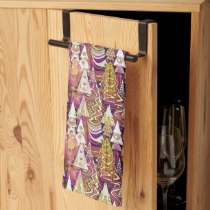 Magenta Gold Christmas Pattern#25 ID1009 Kitchen Towel