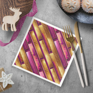 Magenta Gold Christmas Pattern#28 ID1009 Napkin