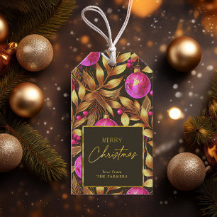 Magenta Gold Christmas Pattern#29 ID1009 Gift Tags