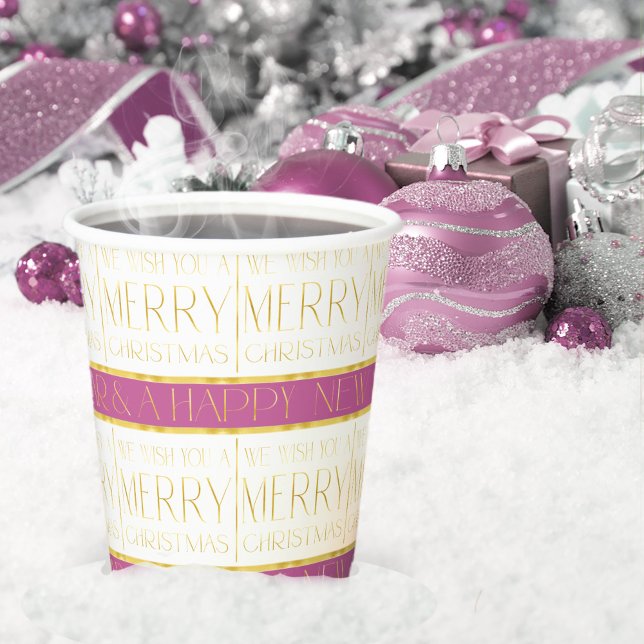 Magenta Gold Christmas Pattern#35 ID1009 Paper Cups (Creator Uploaded)