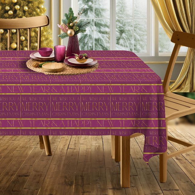 Magenta Gold Christmas Pattern#35b ID1009 Tablecloth (Creator Uploaded)