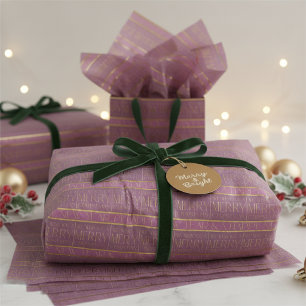 Magenta Gold Christmas Pattern#35b ID1009 Tissue Paper