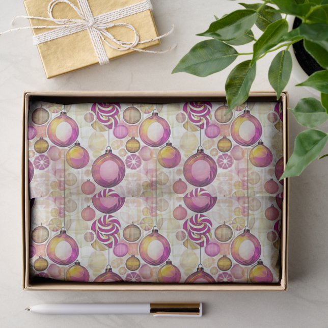 Magenta Gold Christmas Pattern#6 ID1009 Tissue Paper (Gift)