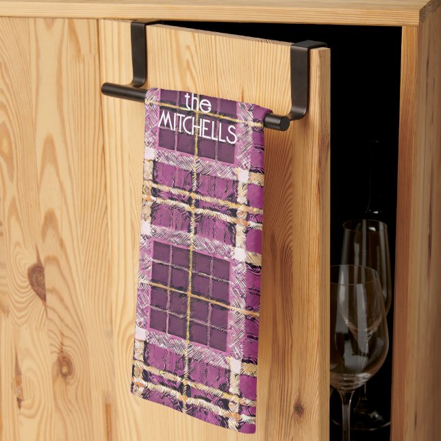 Magenta Gold Christmas Pattern#7 ID1009 Kitchen Towel (Thirds Fold)