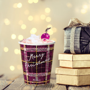 Magenta Gold Christmas Pattern#7 ID1009 Paper Cups