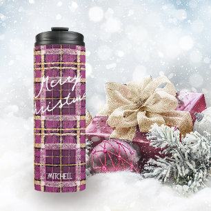 Magenta Gold Christmas Pattern#7 ID1009 Thermal Tumbler