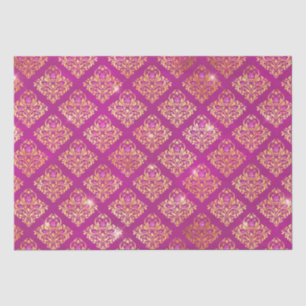 Magenta & Gold Damask Sparkle Pattern Tissue Paper