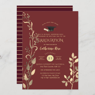 Magenta Gold GRADUATION Ceremony Party Invitation