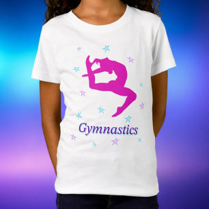 Magenta Gymnastics Leaping Silhouette Star T-Shirt
