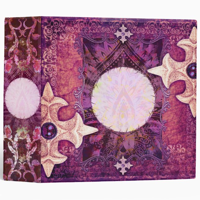 Magenta Gypsy Moon Fairy Tale Ancient Tome Binder (Front/Spine)
