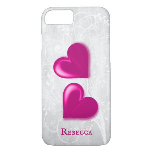 Magenta Hearts Personalized Case-Mate iPhone Case