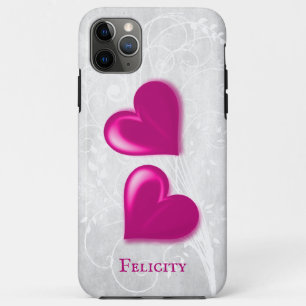 Magenta Hearts Personalized iPhone 11 Pro Max Case