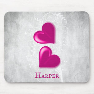 Magenta Hearts Personalized Mouse Pad
