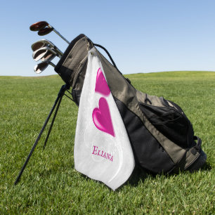 Magenta Hearts Serviette de golf personnalisée