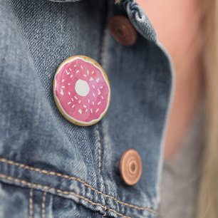 Magenta Hot Pink Doughnut Button