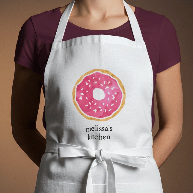 Magenta Hot Pink Doughnut Personalized Apron (Creator Uploaded)