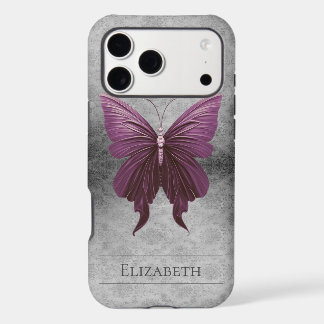 Magenta Jewelled Butterfly Damask