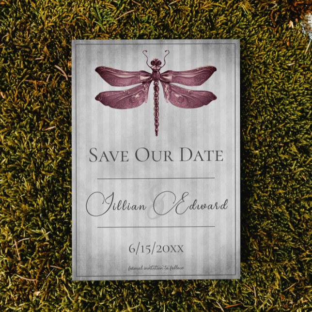 Magenta Jewelled Dragonfly Save the Date Announcement (Creator Uploaded)