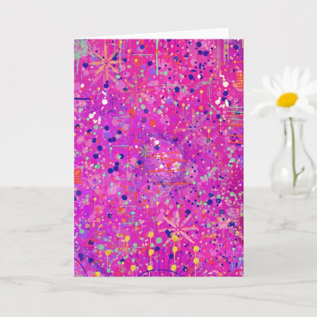 Magenta Jubilee Abstract Print  Card (Small Plant)