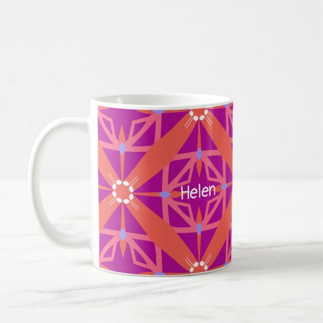 Magenta Key Of Life Kaleidoscope Monogram Coffee Mug (Left)