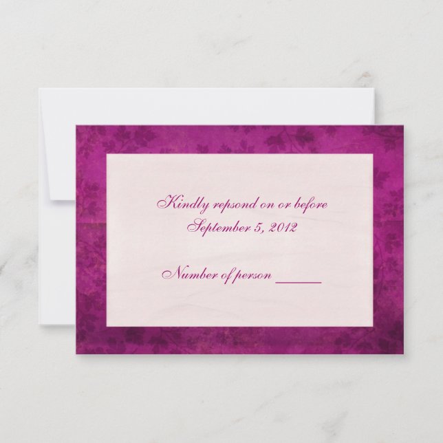 Magenta Leaf RSVP Card (Front)