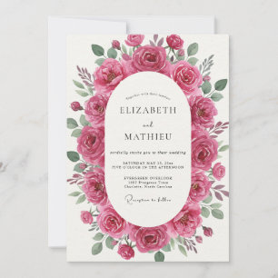 Magenta Leafy Wedding Invitation