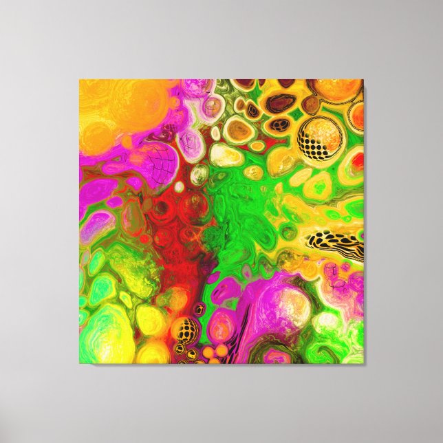 Magenta, Lime Green, Black Yellow abstract art   Canvas Print (Front)