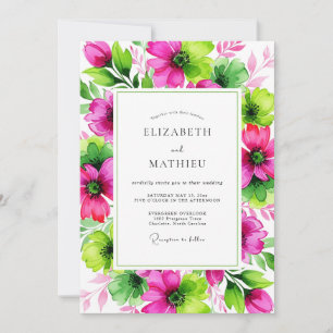 Magenta Lime Vivid Botanical Wedding Invitation