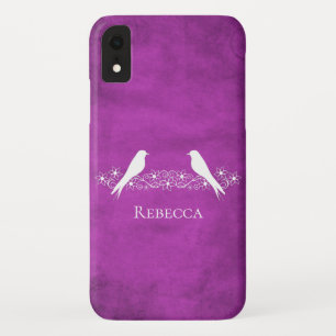 Magenta Lovebirds Floral Vine coque iphone