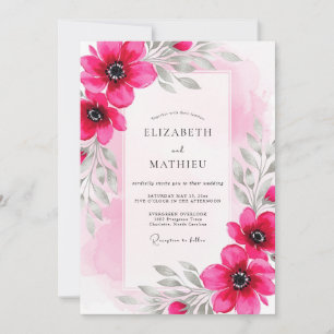 Magenta Luminous Botanical Wedding Invitation
