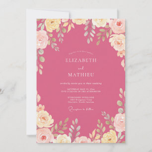 Magenta Lush Spring Wedding Invitation