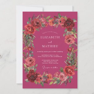 Magenta Lush Winter Wedding Invitation
