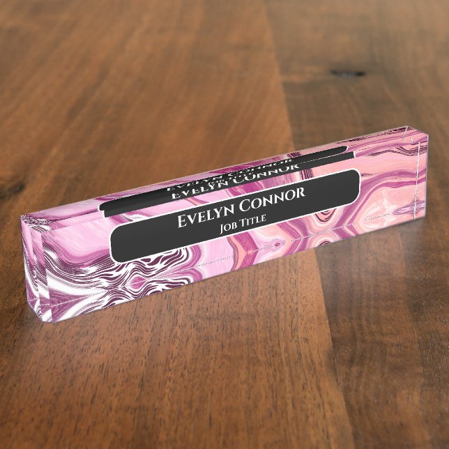 Magenta Marble Classy Modern Personalized   Nameplate (Side)