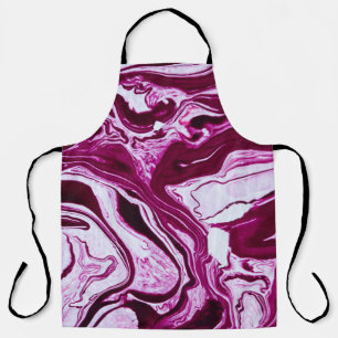 Magenta Marble Texture: Abstract Fluid Art Apron