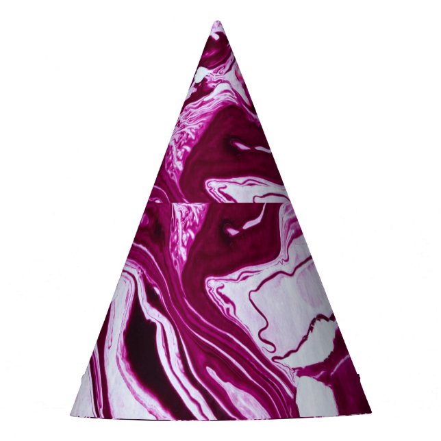 Magenta Marble Texture: Abstract Fluid Art Party Hat (Front)