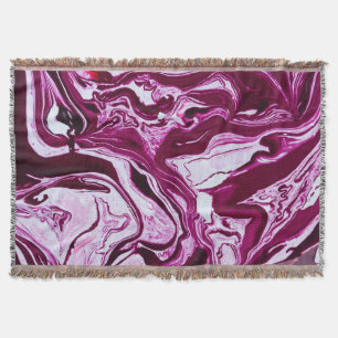 Magenta Marble Texture: Abstract Fluid Art Throw Blanket