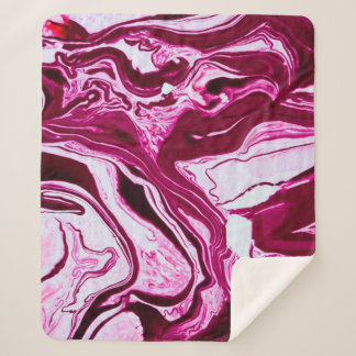 Magenta marble texture sherpa blanket