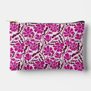 Magenta Mid-Century Modern Floral Pattern Accessory Pouch