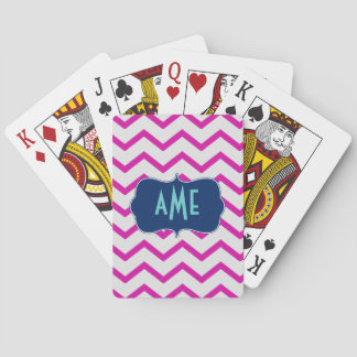 Magenta Mint Chevron Playing Cards
